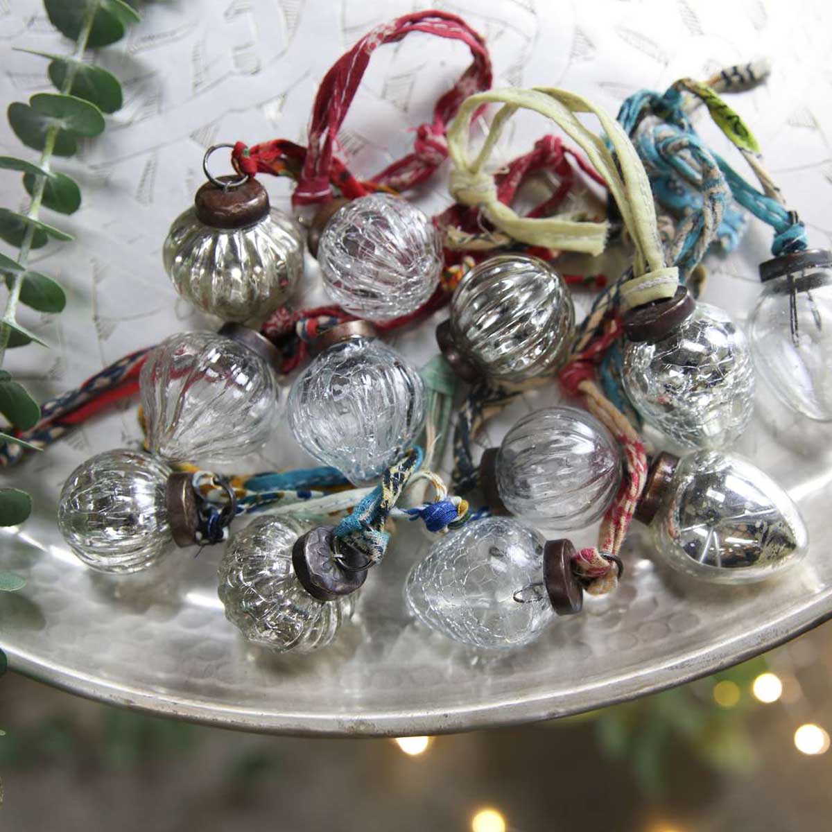 Red Glass Baubles, Mercury Glass Baubles, Vintage Decorations, Vintage